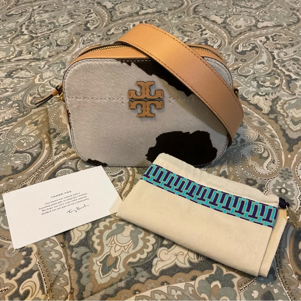 New Tory Burch McGraw Calf Hair Crossbody Camera Bag Rare